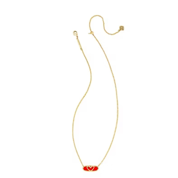 NWOT Rare Kendra Scott Aria Magnesite 14K Gold Over Brass Pendant Necklace - Red - Picture 3 of 5